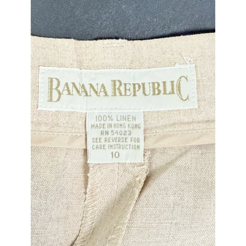 Banana Republic Vintage 100% Linen Pleated High Rise Trousers Beige Womens 10
